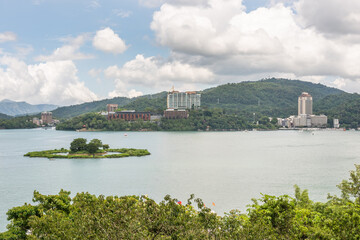 Sticker - Sun Moon Lake with boats