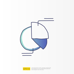 Poster - data report and presentation concept doodle gradient fill line icon with graphic chart document. sta