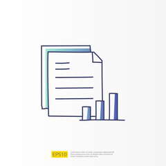 Poster - data report and presentation concept doodle gradient fill line icon with graphic chart document. sta