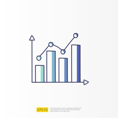 Poster - data report and presentation concept doodle gradient fill line icon with graphic chart document. sta