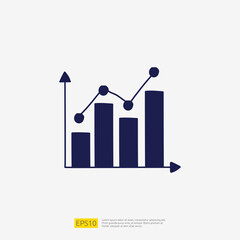 Poster - data report and presentation concept doodle glyph icon with graphic chart document. statistics scien