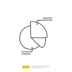 Poster - data report and presentation concept doodle linear icon with graphic chart document. Statistics science technology, digital marketing and machine learning related for business strategy illustration