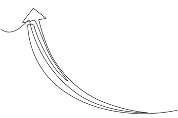 Poster - single continuous line drawing of rising up arrow symbol. above pointer shape direction. minimalism 