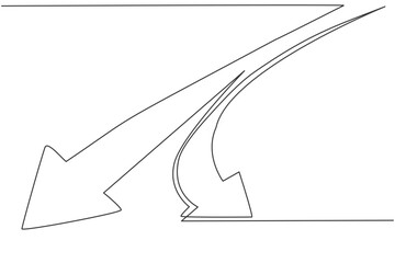 Poster - continuous one line drawing of branch path wat with arrow symbol. way of success option direction mi