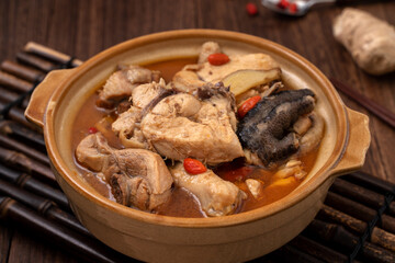 Wall Mural - Taiwanese homemade delicious sesame oil chicken soup