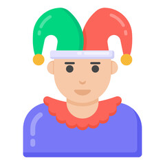 Sticker - 
A magician man in flat icon design

