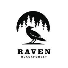 Raven Pine Tree Logo Icon Design