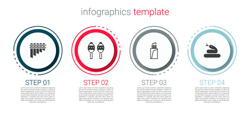 Wall Mural - Set Pan flute, Maracas, Burrito and Snake. Business infographic template. Vector.