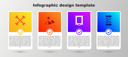 Poster - Set Crossed human bones, Egypt pyramids, Picture and Broken ancient column. Business infographic template. Vector.