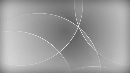 Poster - Abstract animation of black and white background pattern, gray background with large white lights or circle bokeh shapes overlapping in random pattern with intersecting lines and border. Loop