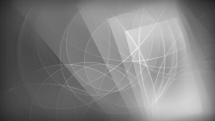 Poster - Abstract seamless loop background animation in grayscales. Large circles intersect each other.