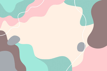 Poster - Abstract background in pastel colors. Liquid dynamic shapes abstract composition with dot pattern element. Horizontal layout. Fluid modern template for woman poster, cosmetic pattern.