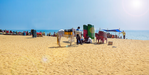 the seashores and beaches across the odisha or orissa in india a very old popular city, beach resort