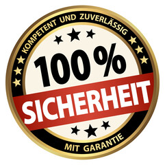 Wall Mural - round business button - 100% safety (german)