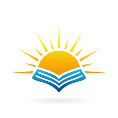 Wall Mural - sunrise book logo vector icon