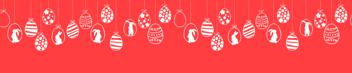 easter decorations with minimalis easter eggs and bunnies. vector hanging easter eggs