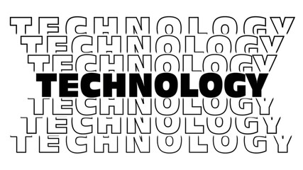 Fototapete - TECHNOLOGY - black lettering with repeating effect on white background - 3D Illustration