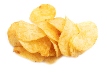 Wall Mural - Potato chips isolated on a white background.