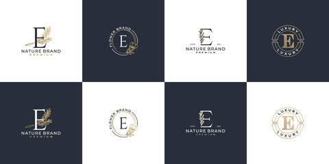 set of luxury feminine initial letter e logo template