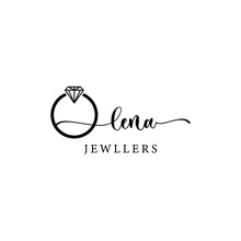 Olena Jewellers, Text-based Initial And Minimal Signature Logo Vector, O With Diamond Vector Like A Ring.