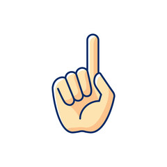 Poster - One finger pointing RGB color icon. Pointing with index finger of hand at something. Sign attention. Gesturing. Improving ability to explain. Rhetorical reception. Isolated vector illustration