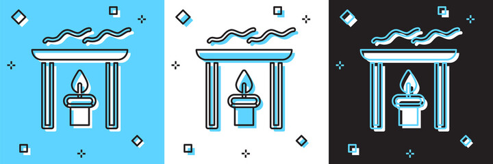 Sticker - Set Aroma candle icon isolated on blue and white, black background. Vector.