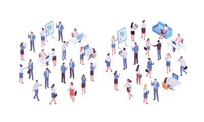 Isometric business people vector set. Office life. Flat vector characters isolated on white background..