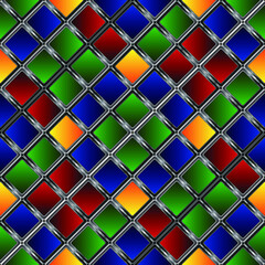 Poster - Abstract geometric seamless vector background of color squares. Multicolored mosaic. Colorful seamless pattern. Gradient square pattern.