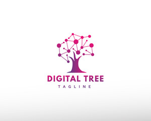 Fototapete - digital tree logo tech tree logo creative tree logo