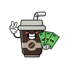 Wall Mural - cute coffe cup cartoon mascot character funny expression