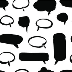 Poster - Black Bubble Speech on white background. Grunge Vector Frames set. Paint seamless pattern.  Form concept for design