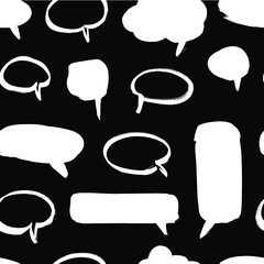Poster - Black Bubble Speech on white background. Grunge Vector Frames set. Paint seamless pattern.  Form concept for design