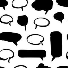 Poster - Black Bubble Speech on white background. Grunge Vector Frames set. Paint seamless pattern.  Form concept for design