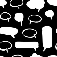 Poster - Black Bubble Speech on white background. Grunge Vector Frames set. Paint seamless pattern.  Form concept for design