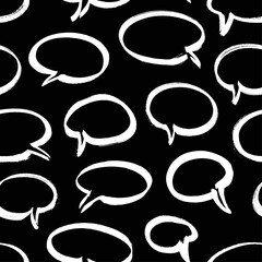 Poster - Black Bubble Speech on white background. Grunge Vector Frames set. Paint seamless pattern.  Form concept for design