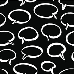 Poster - Black Bubble Speech on white background. Grunge Vector Frames set. Paint seamless pattern.  Form concept for design