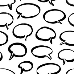 Poster - Black Bubble Speech on white background. Grunge Vector Frames set. Paint seamless pattern.  Form concept for design