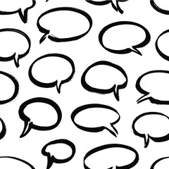 Poster - Black Bubble Speech on white background. Grunge Vector Frames set. Paint seamless pattern.  Form concept for design