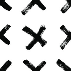 Poster - seamless pattern with hand drawn black and white cross. paint objects background for your design. ve