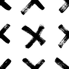 Poster - seamless pattern with hand drawn black and white cross. paint objects background for your design. ve