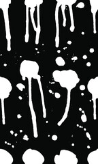 Poster - Seamless pattern with hand drawn black and white Drops. Paint objects background for your design. Vector art drawing. Brush  grunge illustration