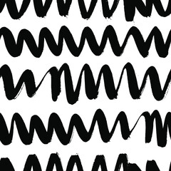 Poster - Black and White smear background. Grunge Vector Stripe set. Paint seamless pattern.  Form concept for design