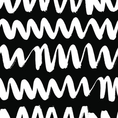 Poster - Black and White smear background. Grunge Vector Stripe set. Paint seamless pattern.  Form concept for design