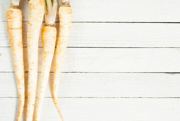 Poster - Turnip on white wooden table