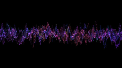 Poster - Abstract glowing lines background. Wavy form neon line structure. Futuristic blue,purple,red colors. Technology concept. Global network conncetion. Isolated on black. 3d rendering.