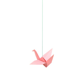 Wall Mural - A lovely hanging pink origami paper crane