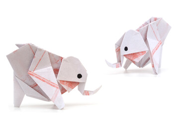 Wall Mural - A white elephant origami
