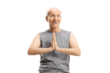 Poster - Elderly man practicing yoga