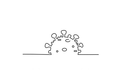 Wall Mural - Self drawing animation of coronavirus sign with alpha channel. Copy space.