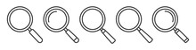 Magnifying Glass Icon In Line Style. Magnifier Or Loupe Sign Isolated On Transparent Background, Search Symbol. Vector Illustration